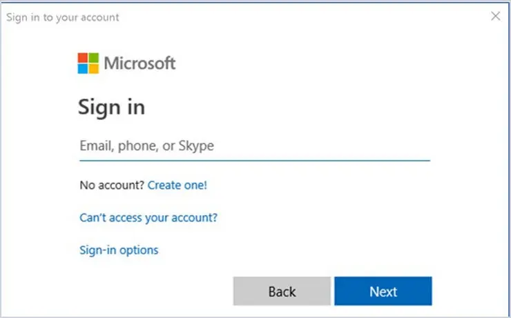 Web-based modern authentication sign-in box for a Microsoft 365 account