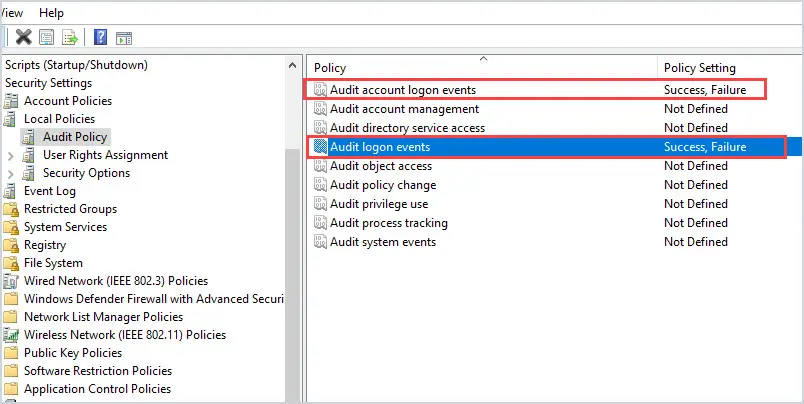 account logon events