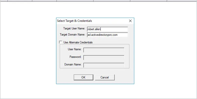 enter target name and domain name