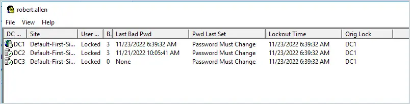 lockout status list of locked users