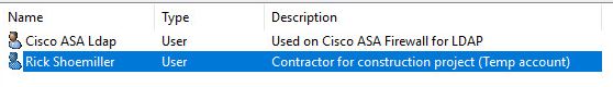 Non standard accounts in Active Directory with descriptions explaining their purpose