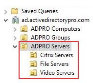 Servers OU with sub-OUs grouping specific server types