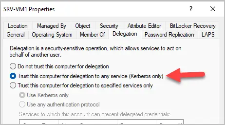 active directory trust this computer for delegation