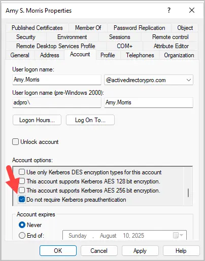 do not require kerberos preauthentication