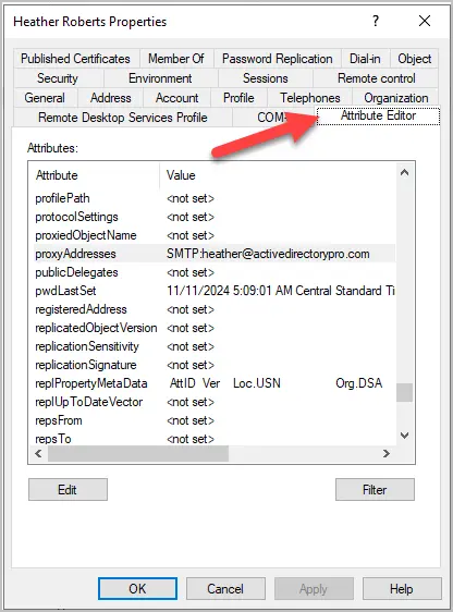 proxyaddresses attribute