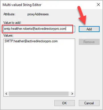 add proxyaddresses in active directory