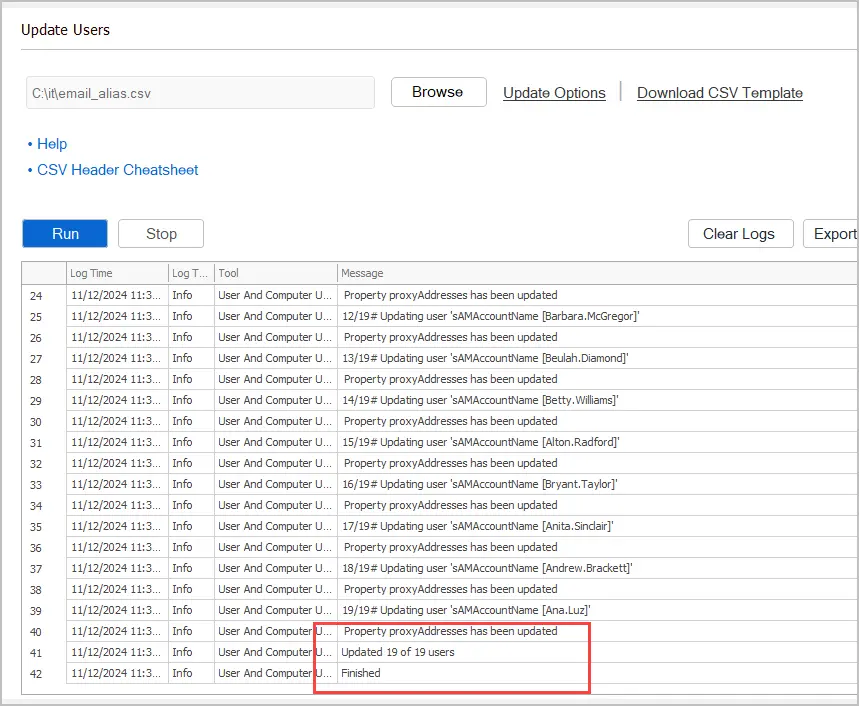 update users example