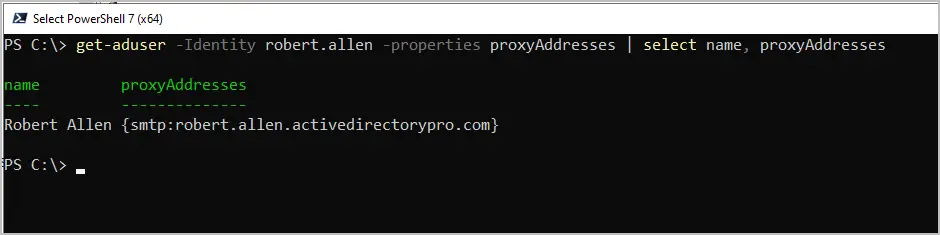 powershell example of secondary email address