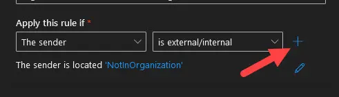 Apply this rule if section with the plus sign used to add another condition