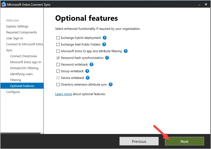 optional install features