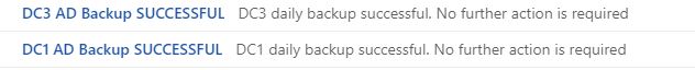 Email notification sent when the scheduled backup completes