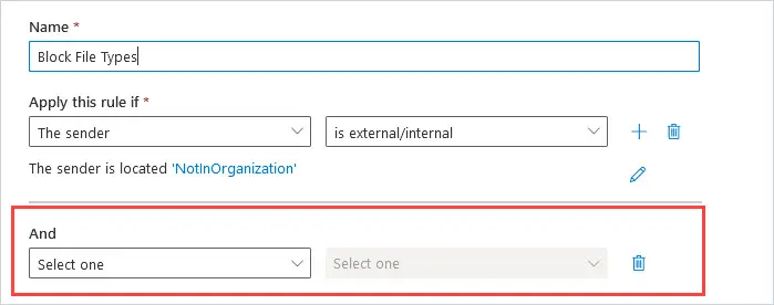 Empty second condition added under the And row