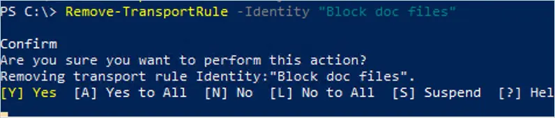 Remove-TransportRule deleting the Block doc files rule