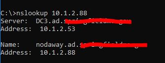 nslookup resolving an IP address back to its hostname using a PTR record