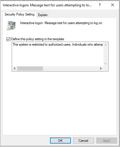 edit interactive logon message text