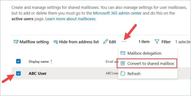 Convert User Mailbox to Shared Mailbox