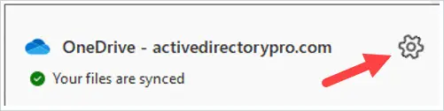 Settings gear in the OneDrive client menu