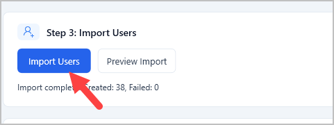 Import Users button starting the account creation