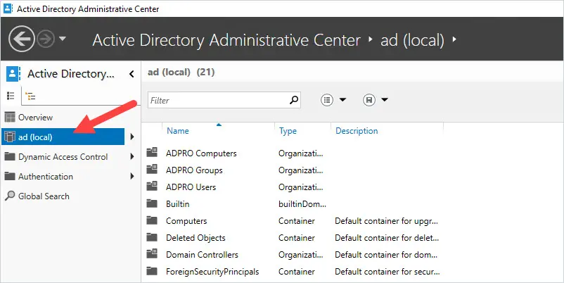 click your domain in adac