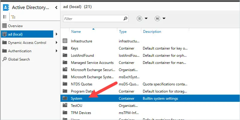 Click on the System folder