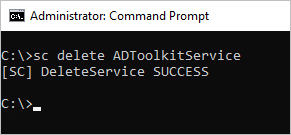 sc delete returning a DeleteService SUCCESS message