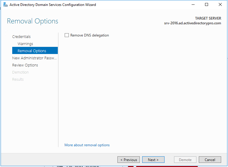 DNS delegation page with the Remove DNS delegation option