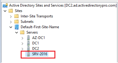 Active Directory Sites and Services still listing the demoted server