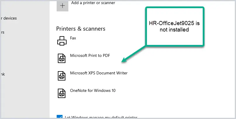 Printers list on the client before the policy applies, without the shared printer
