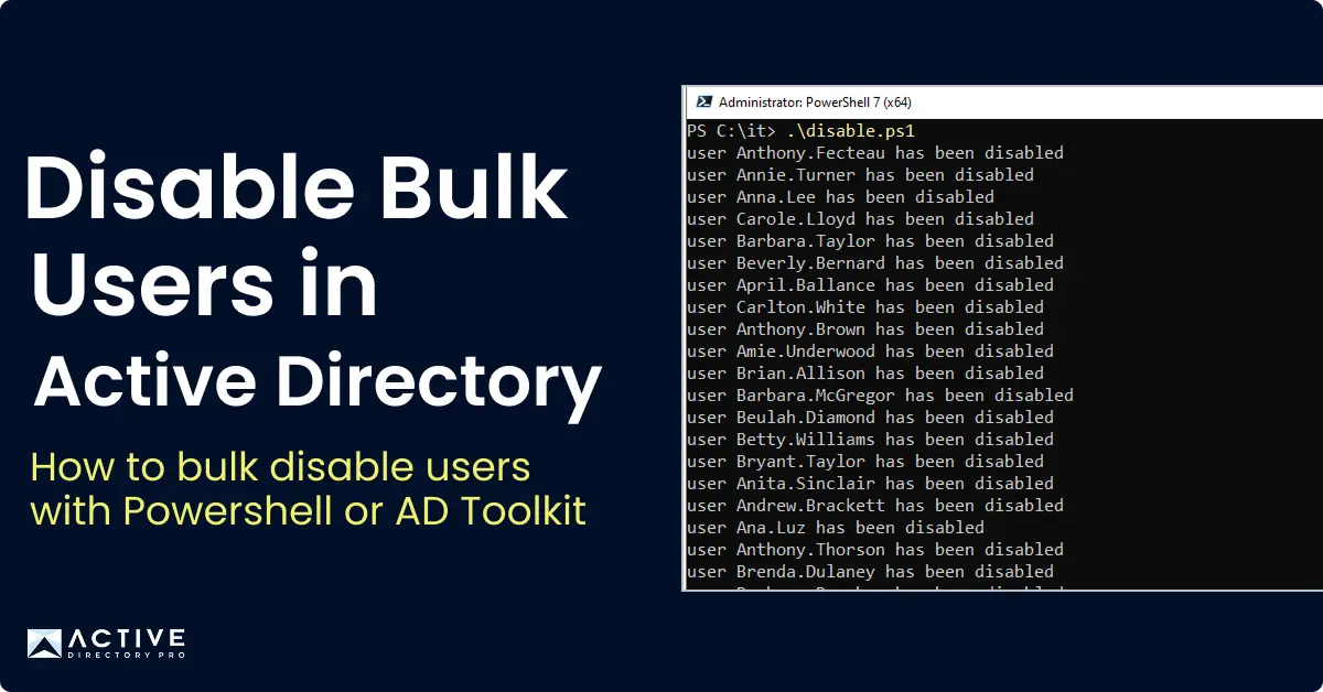 how to disable bulk users in active directory using powershell