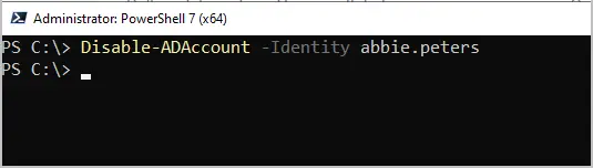 Disable-ADAccount returning to the prompt with no errors