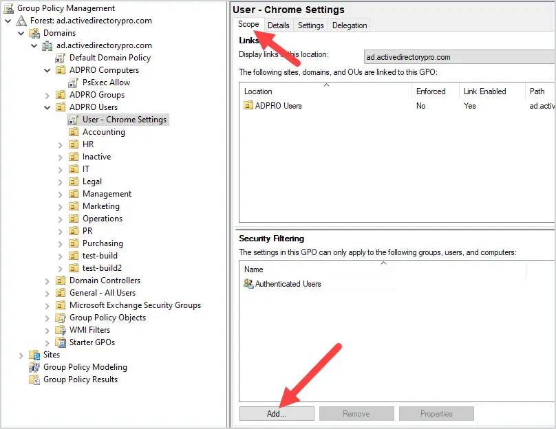 gpo security filtering