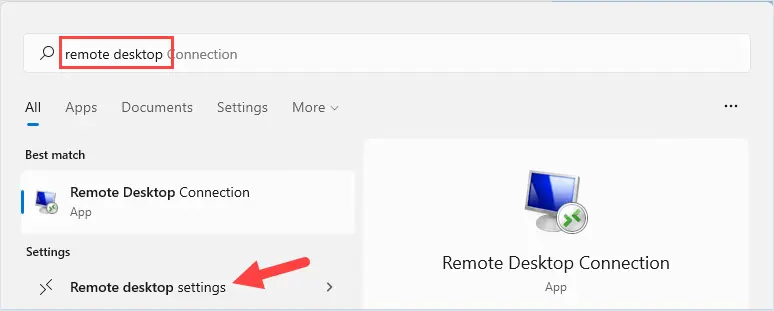 click remote desktop settings