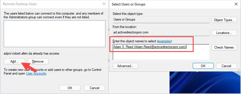 add or remote users for windows 11