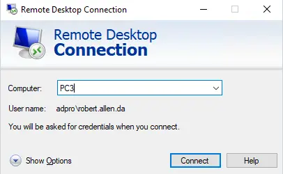example remote desktop connect on windows 11