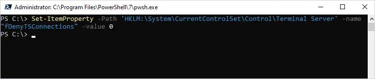 enable remote desktop with powershell