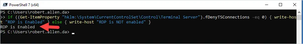rdp is enabled screenshot
