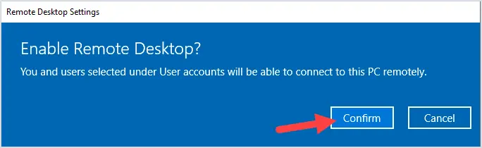confirm popup on windows server
