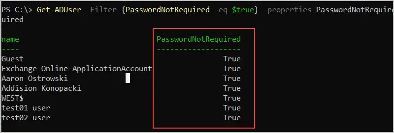 PasswordNotRequired powershell