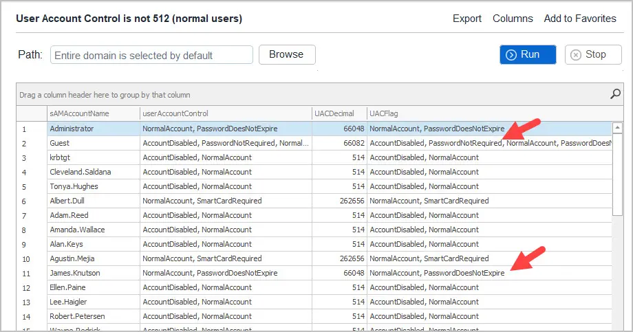 user account control report