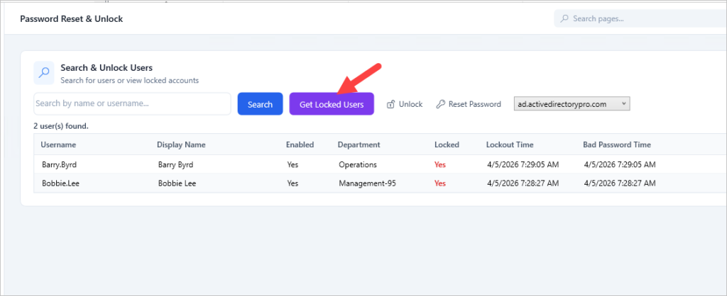 find locked out users with ad pro toolkit