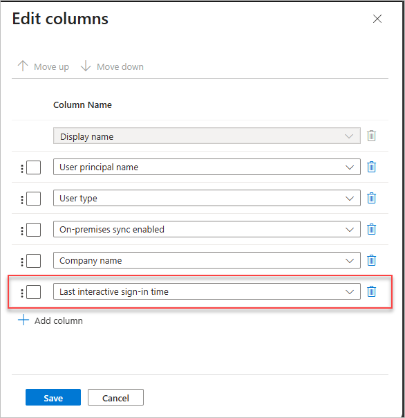 add Last interactive sign in time column