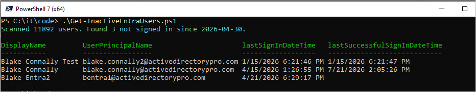 run inactive entra users script