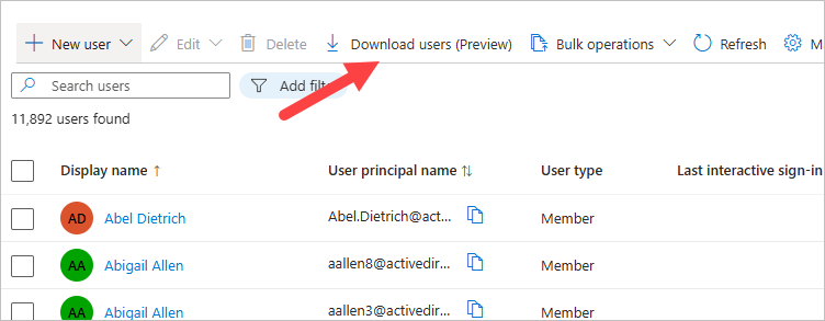 download list of users to csv