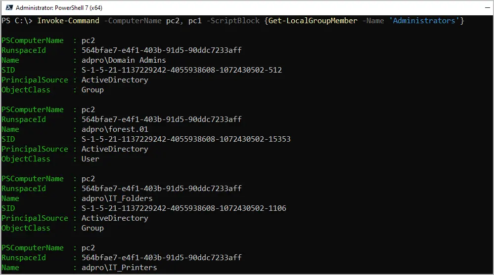 get local admins on multiple computers with powershell
