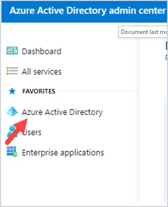 Azure Active Directory admin center left menu