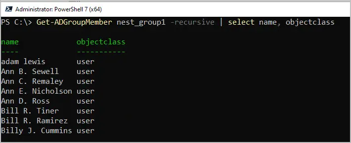 nested groups recursive