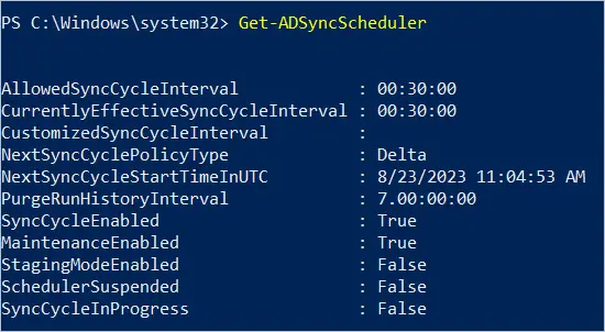 get azure sync schedule