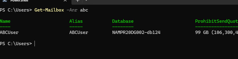 Get-Mailbox with the Anr parameter matching mailboxes by keyword