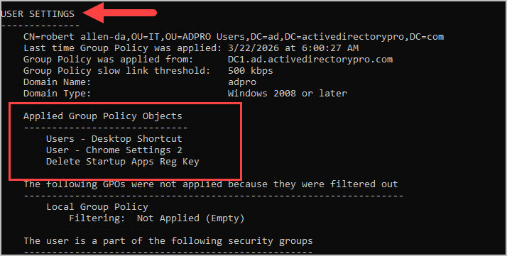 applied user gpo settings
