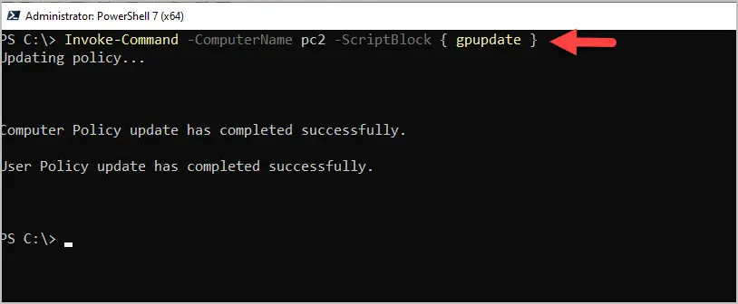 run gpupdate on remote computer